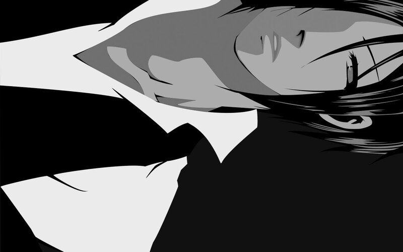 Anime Character Lying Down — Black, Dramatic, Manga, Collar