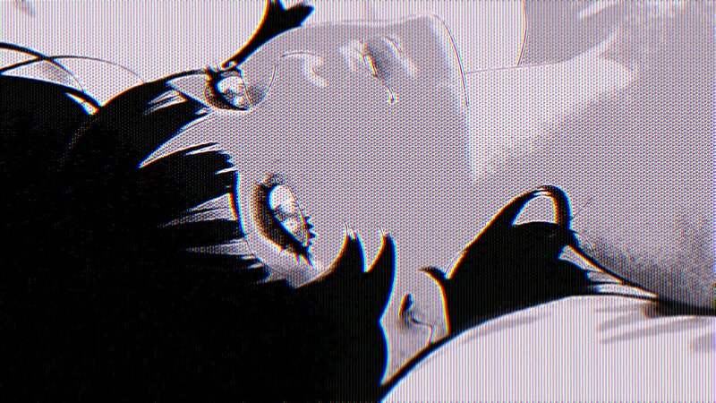Anime Character Lying Down — Black, Dramatic, Manga, Face
