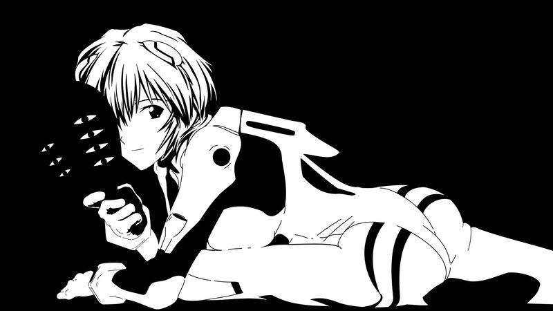 Anime Character Lying Down — Black, Dramatic, Manga, Mecha Suit