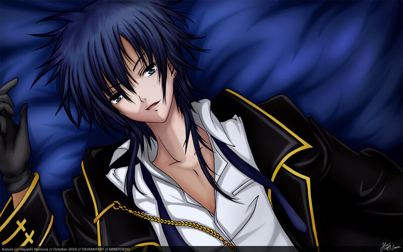 Anime Character Lying Down — Blue, Dramatic, Digital Art
