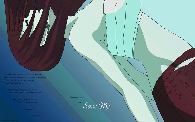 Anime Character Lying Down — Blue, Dramatic, Text