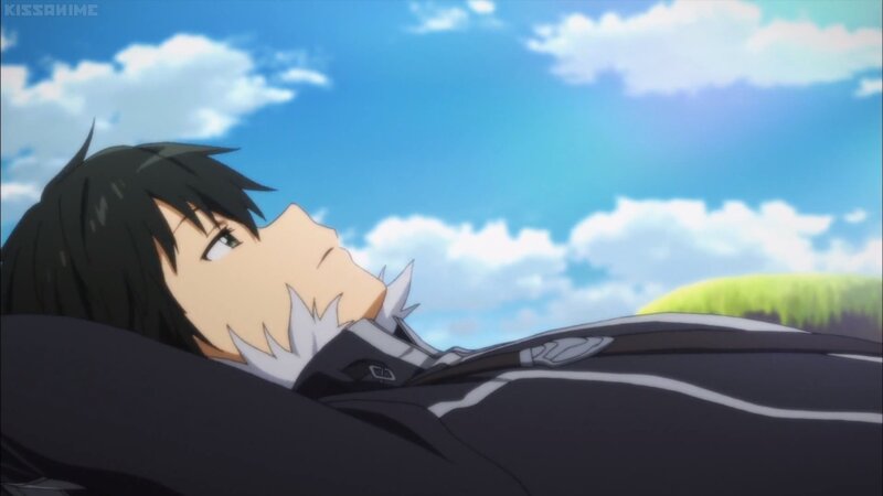 Anime Character Lying Down — Blue, Serene, Afternoon