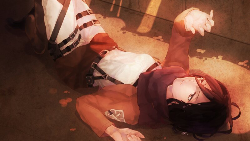 Anime Character Lying Down — Brown, Dramatic, Sunset