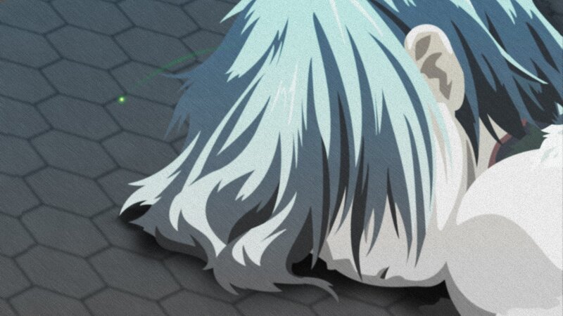 Anime Character Lying Down — Gray, Dramatic, Hair