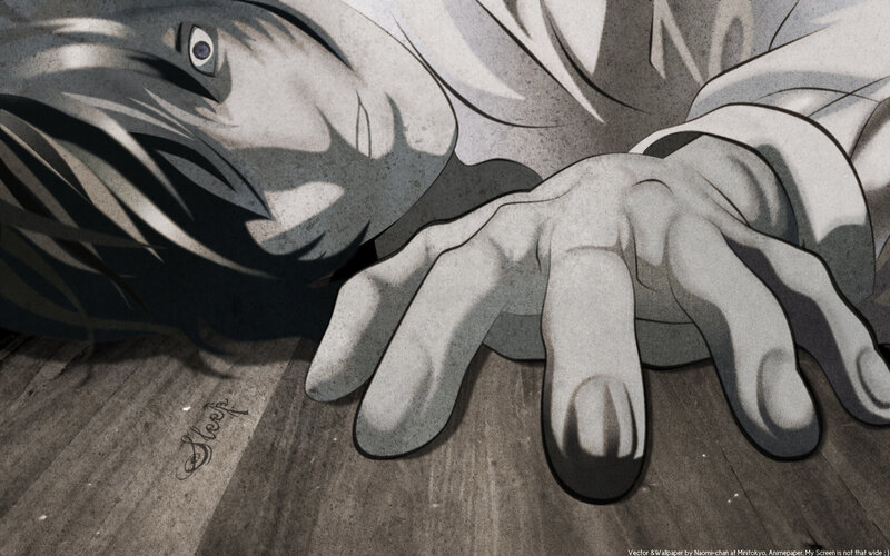 Anime Character Lying Down — Gray, Dramatic, Manga, Hand