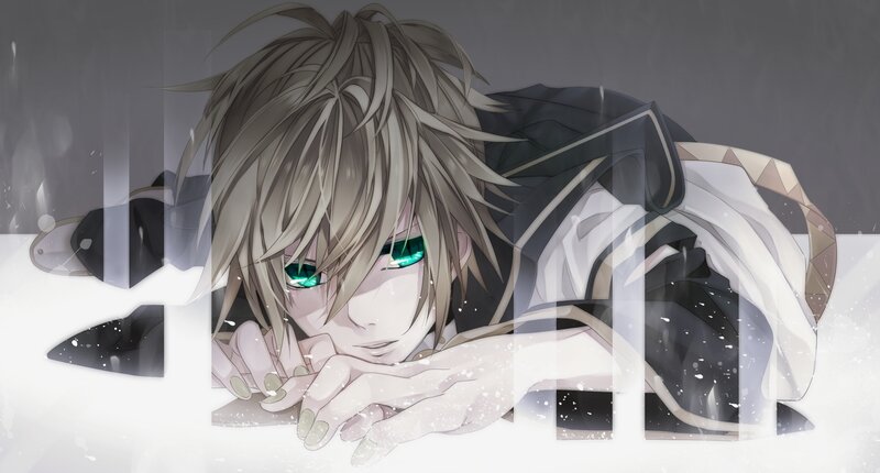 Anime Character Lying Down — Gray, Dramatic, Winter
