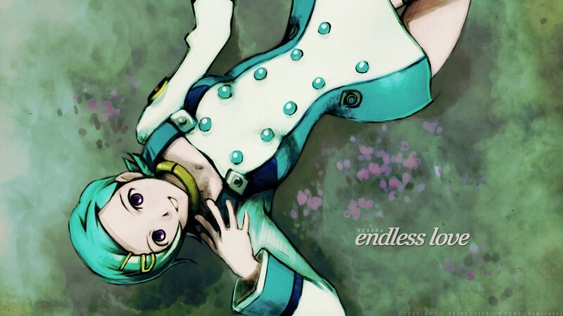 Anime Character Lying Down — Green, Calm, Digital Art