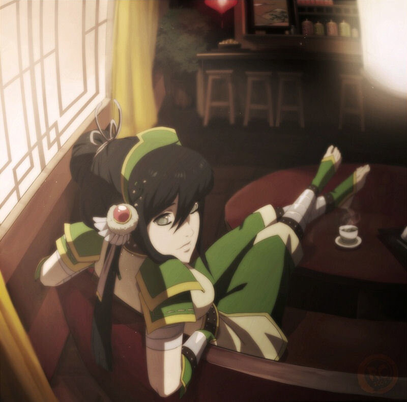 Anime Character Lying Down — Green