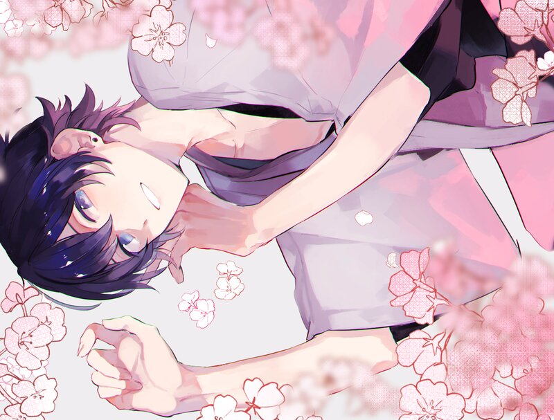 Anime Character Lying Down — Pink, Serene, Spring