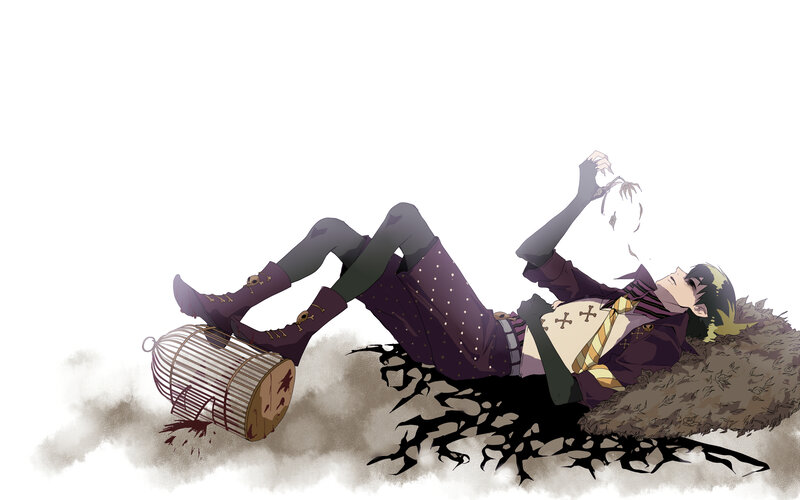 Anime Character Lying Down — Purple, Dramatic