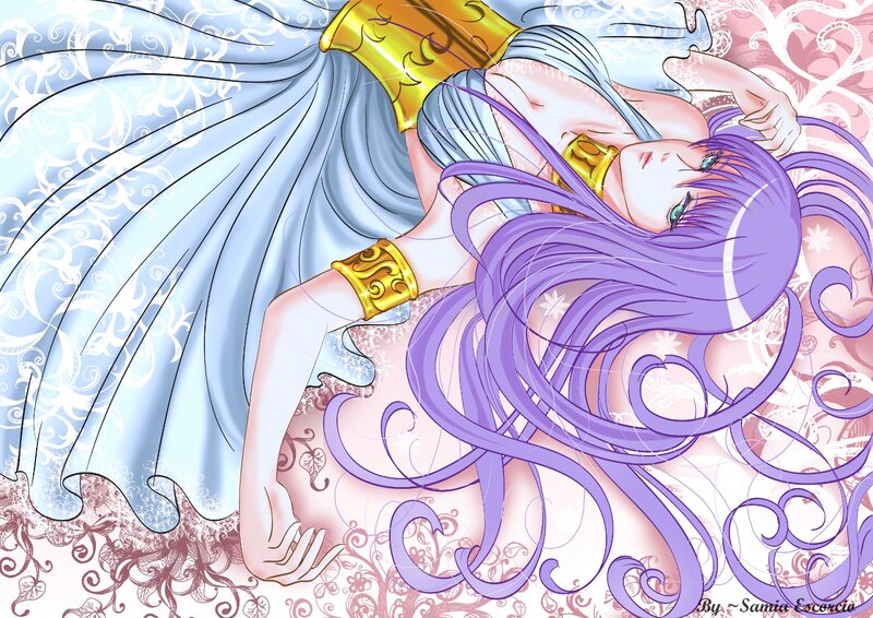 Anime Character Lying Down — Purple, Serene