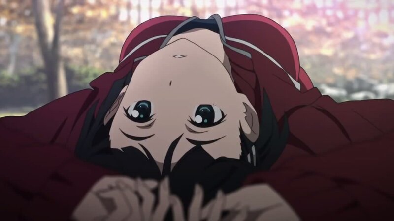 Anime Character Lying Down — Red, Calm