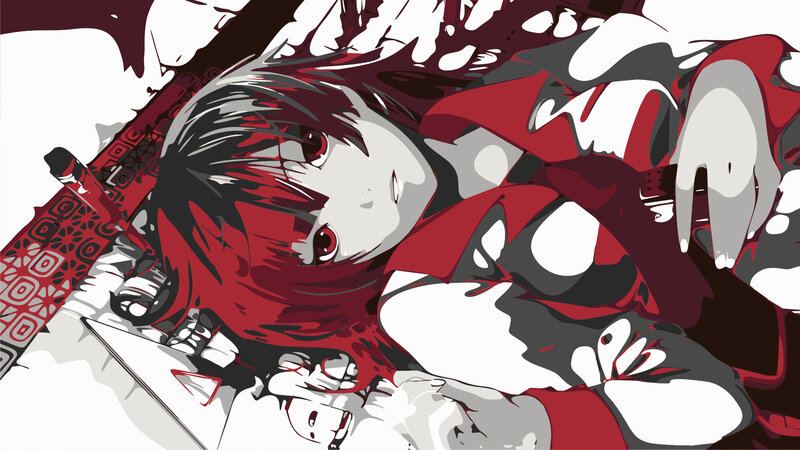 Anime Character Lying Down — Red, Dramatic, Manga