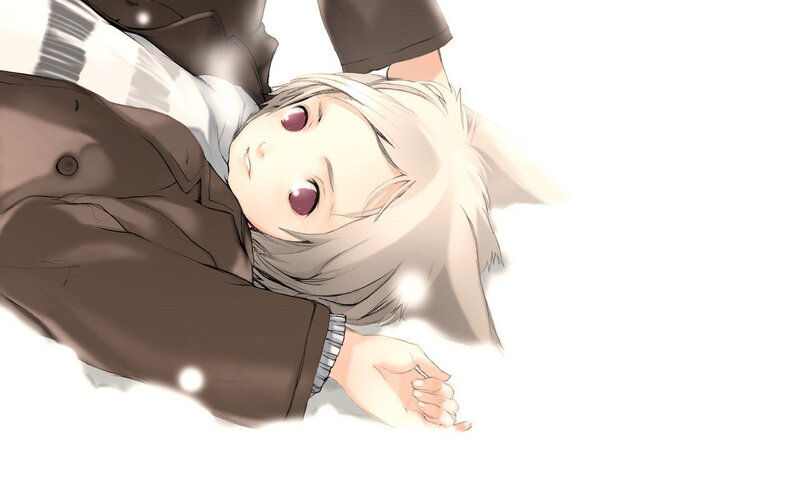 Anime Character Lying Down — White, Calm, Manga, Coat, Scarf