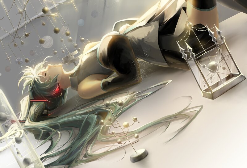 Anime Character Lying Down — White, Serene, Digital Art