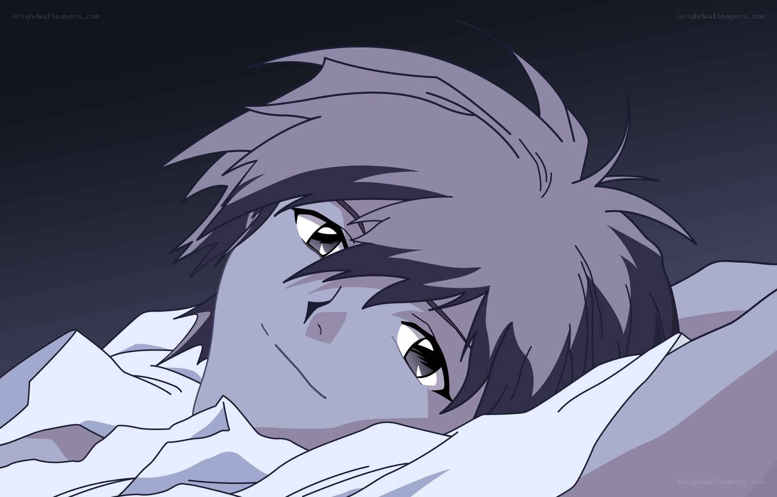 anime character lying in bed