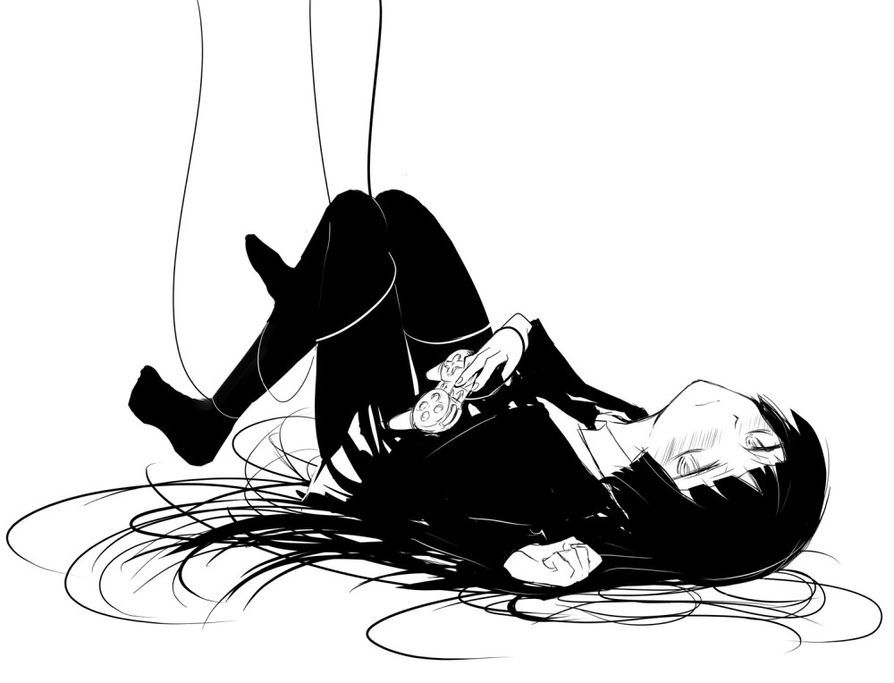 anime character lying on floor