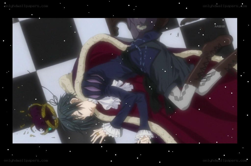 Anime character lying on floor