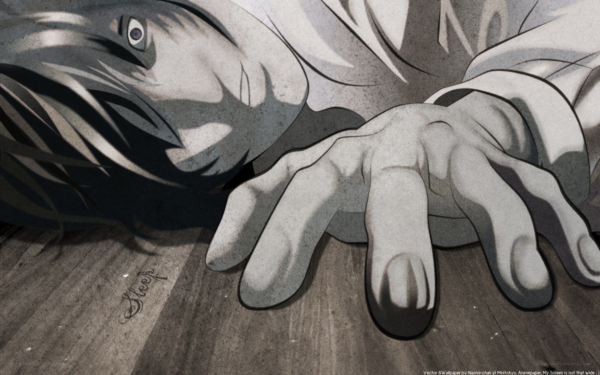 anime character lying on floor