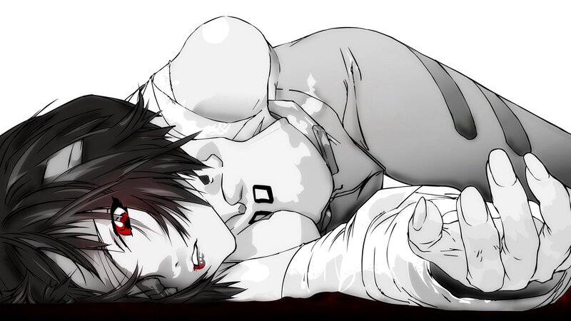 anime character lying on ground