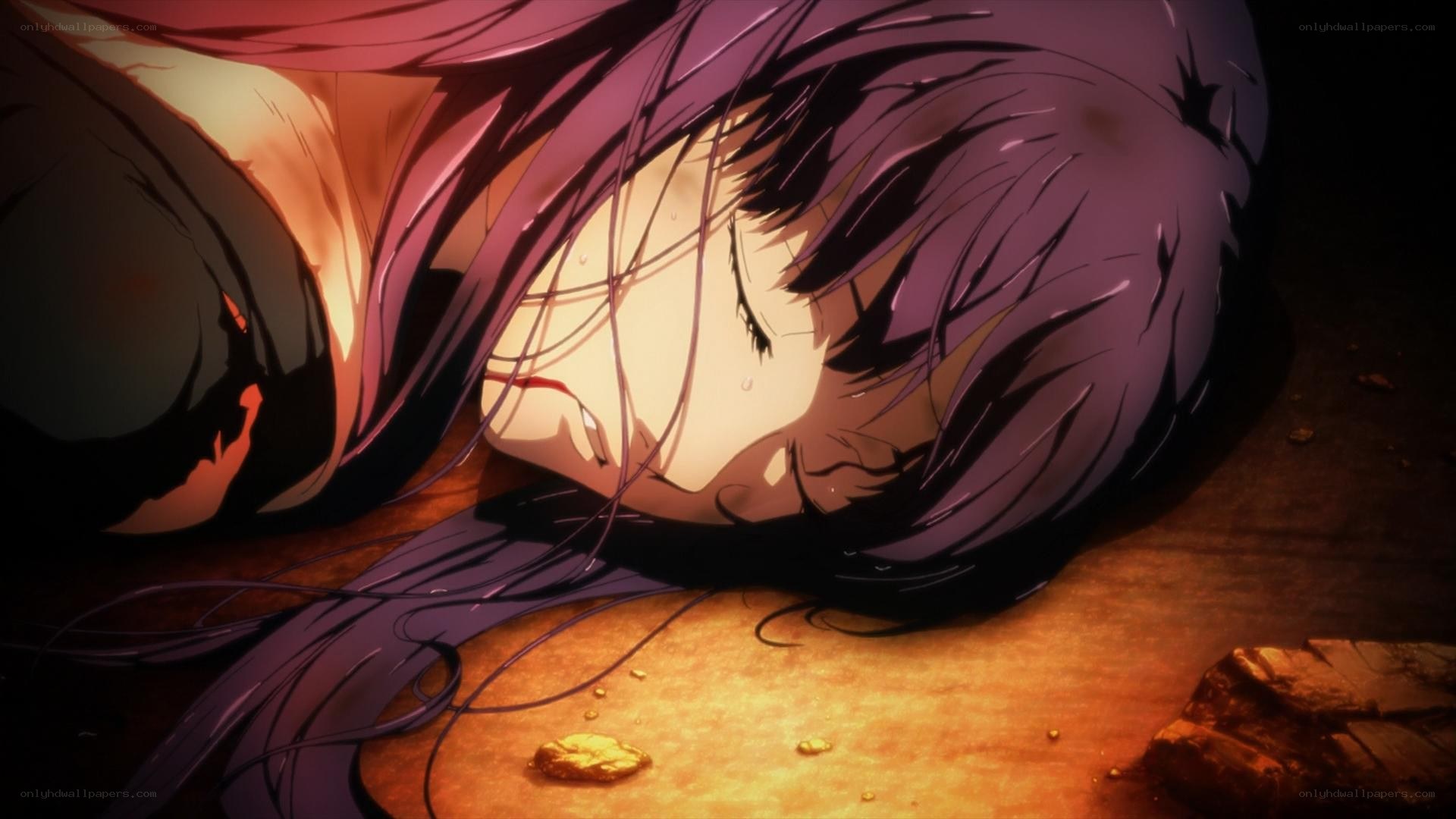 anime character lying on ground