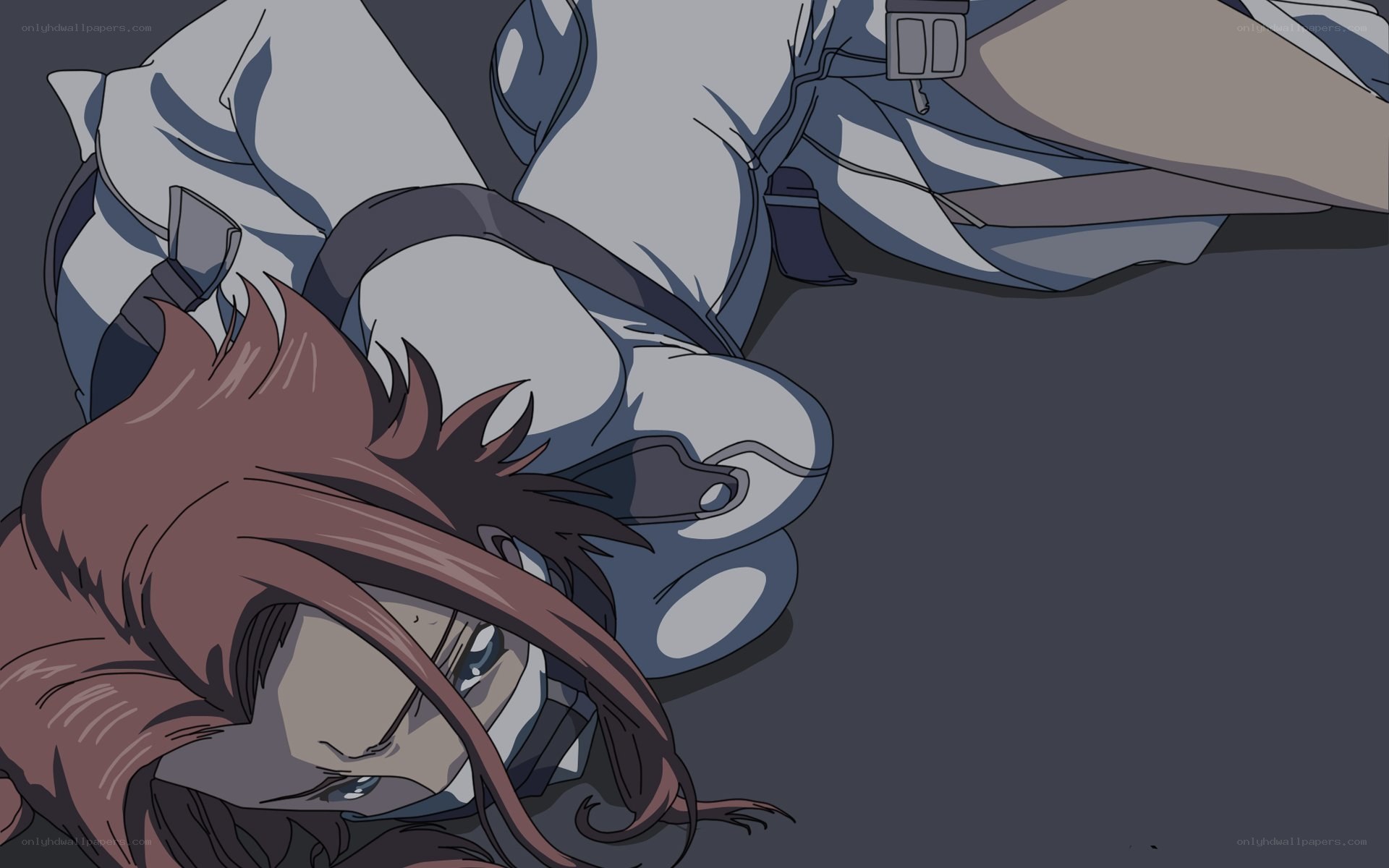 Anime character lying on ground
