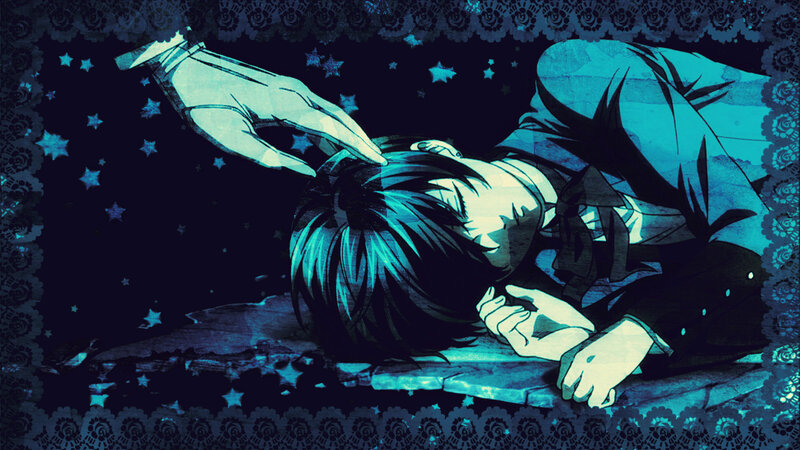 Anime character lying on ground