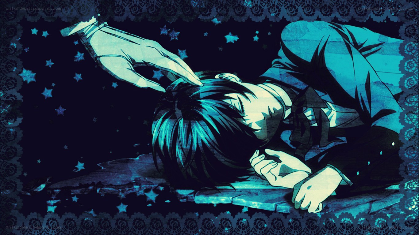 Anime character lying on ground