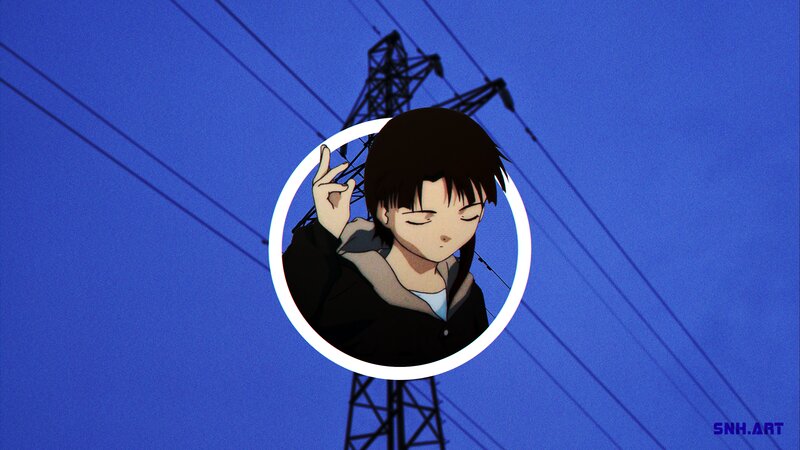 Anime Character Making Hand Gesture — Blue, Calm