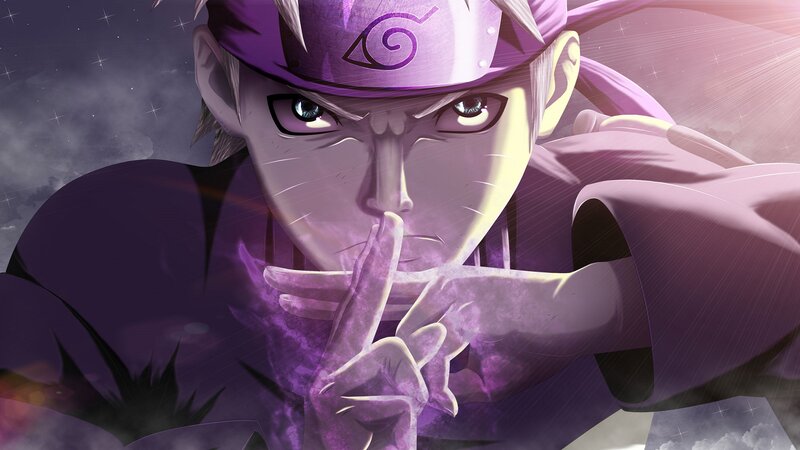 Anime Character Making Hand Sign — Purple, Dramatic
