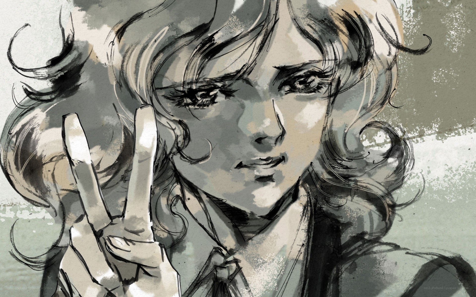 anime character making peace sign