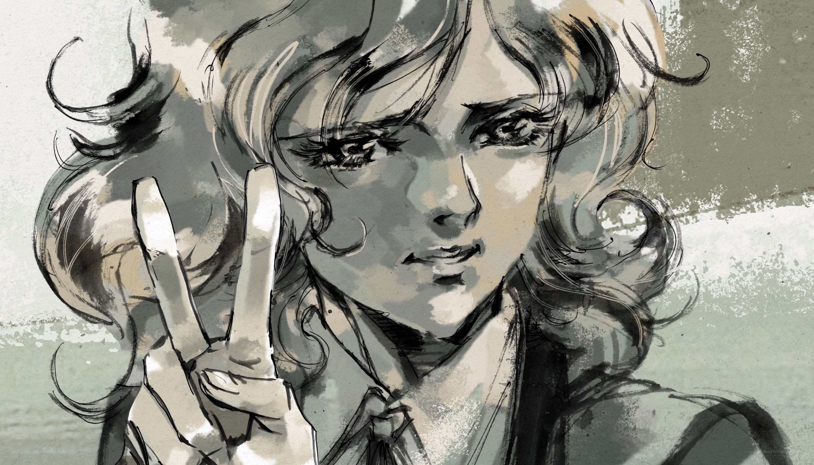 anime character making peace sign