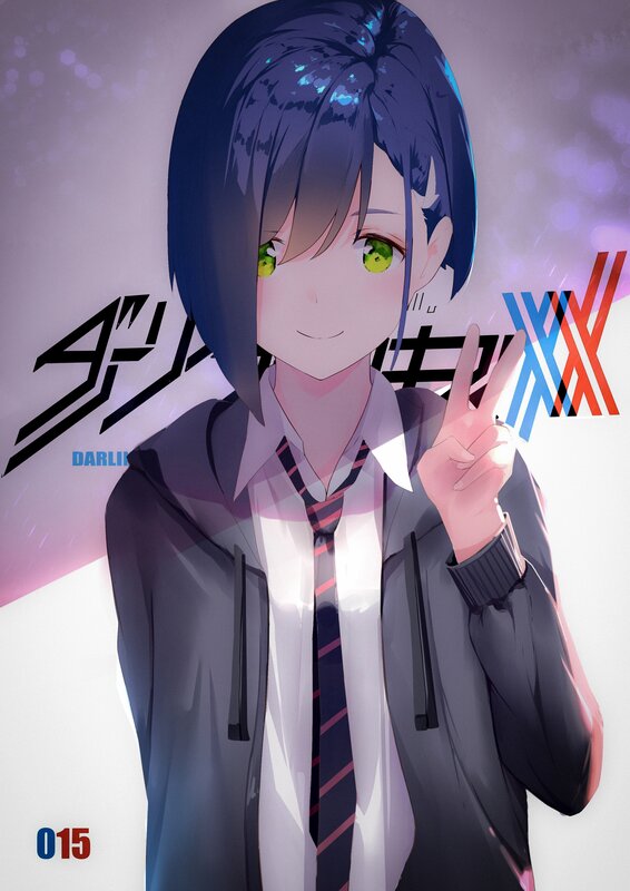 Anime Character Making Peace Sign — Purple