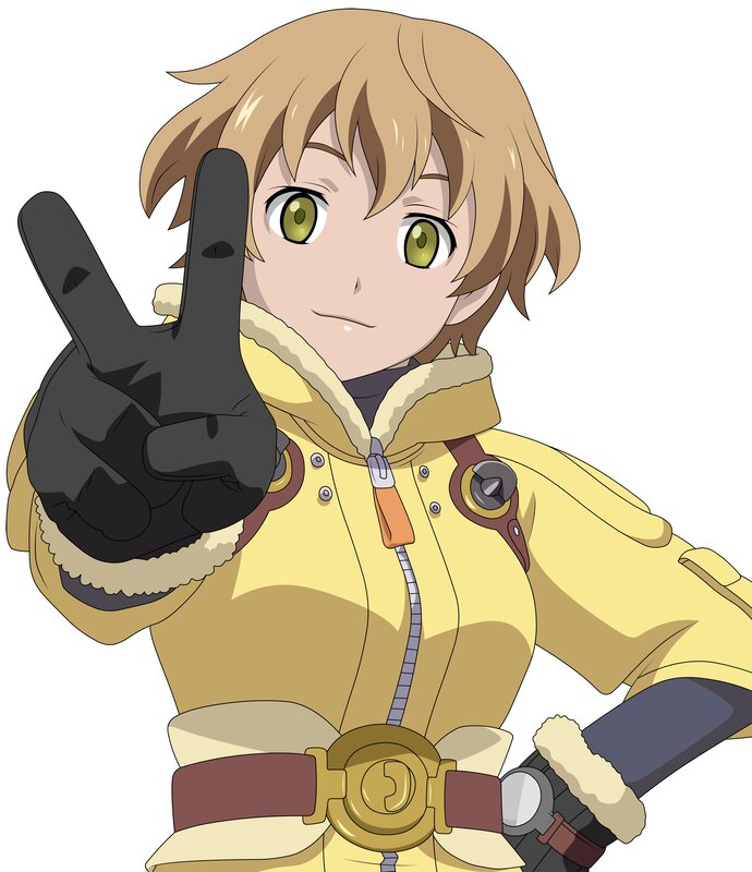 Anime Character Making Peace Sign — Yellow, Playful