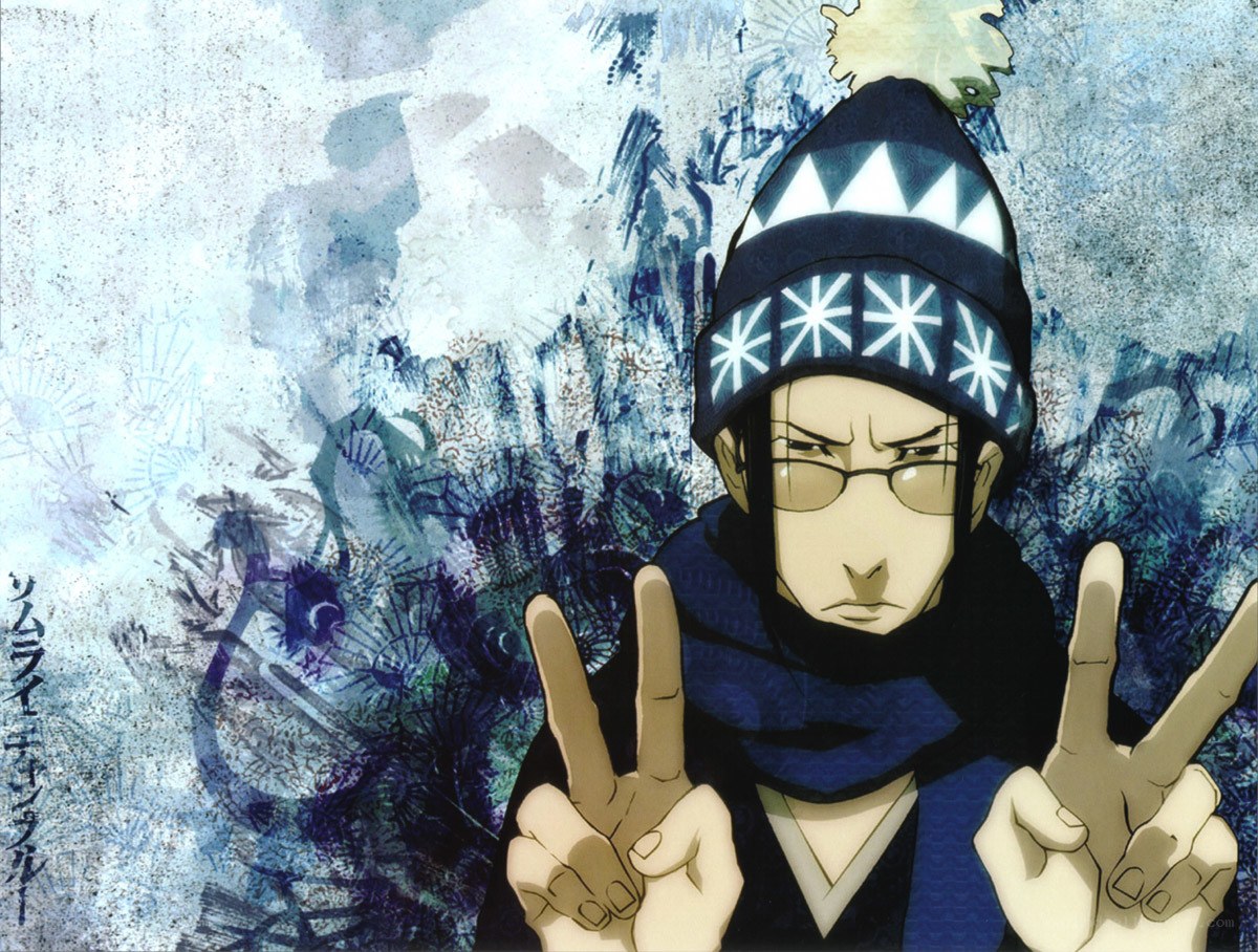 Anime character making peace signs