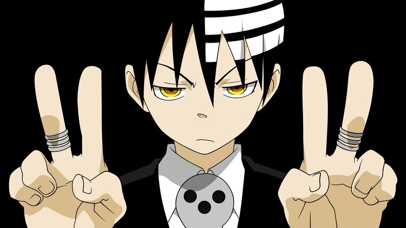 Anime character making peace signs