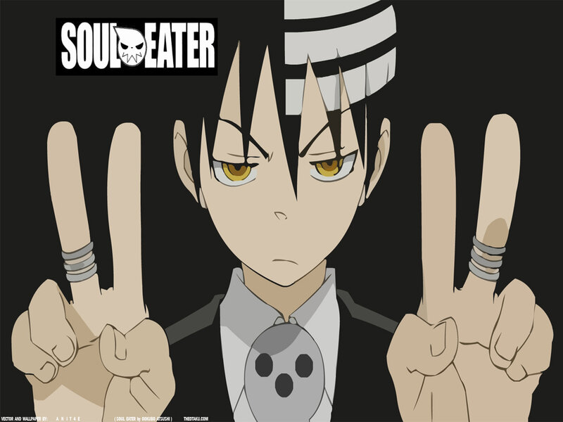 Anime Character Making Peace Signs — Black, Neutral
