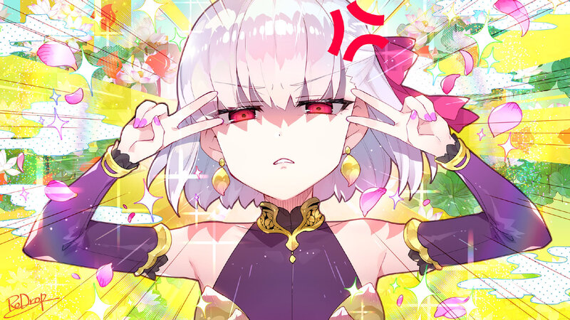 Anime Character Making Peace Signs — Yellow