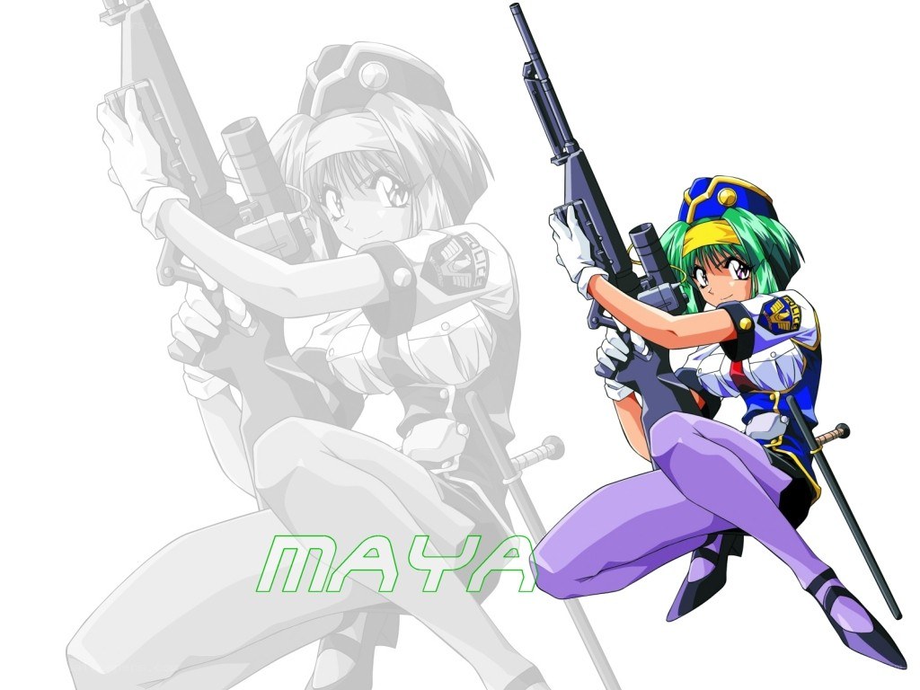 Anime character Maya with rifle