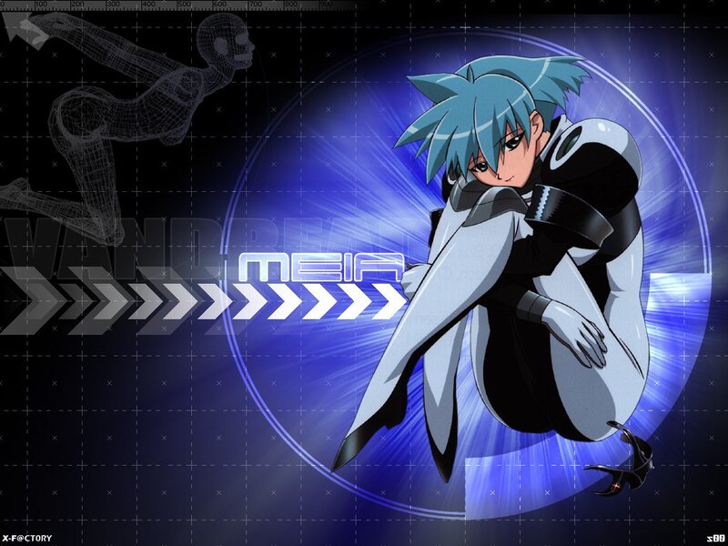 Anime character Meia in futuristic pose