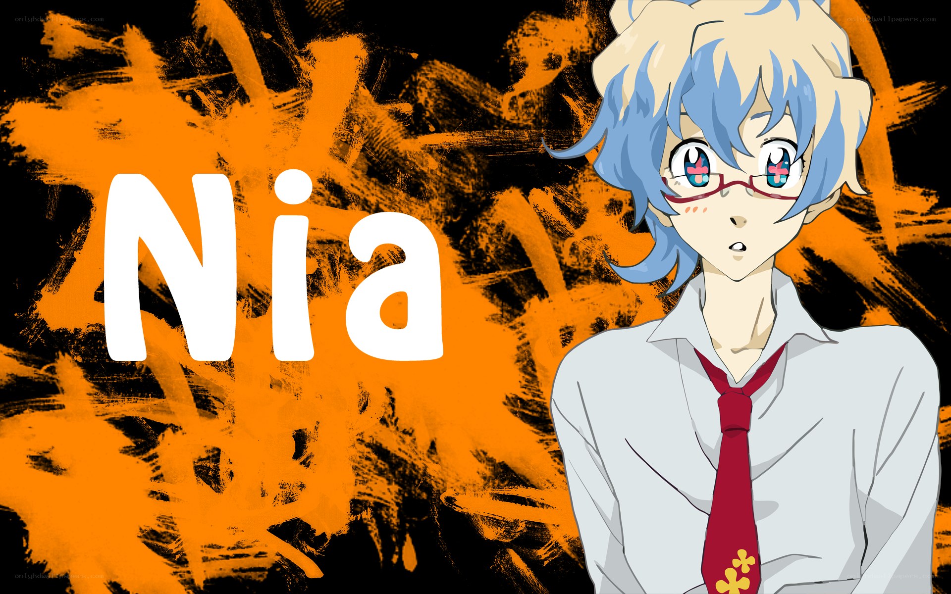 Anime character Nia with glasses