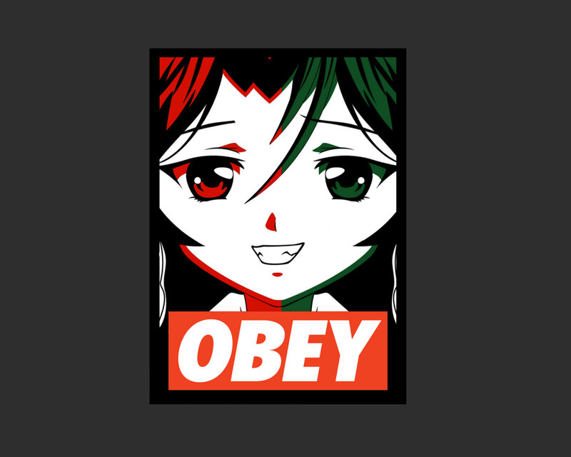 anime character obey poster
