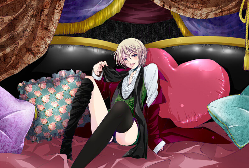 anime character on a bed