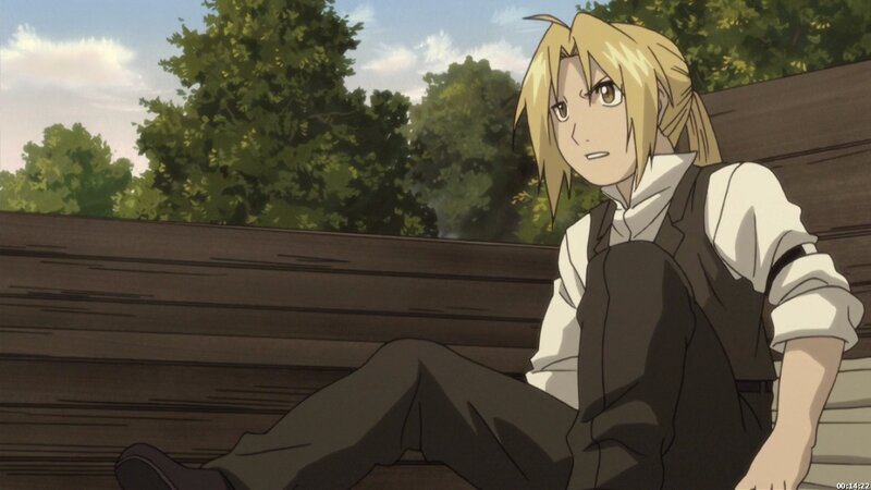 anime character on a bench