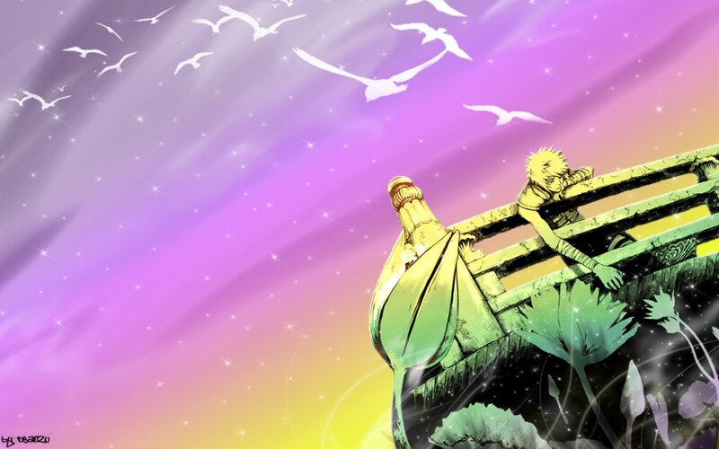 anime character on a boat