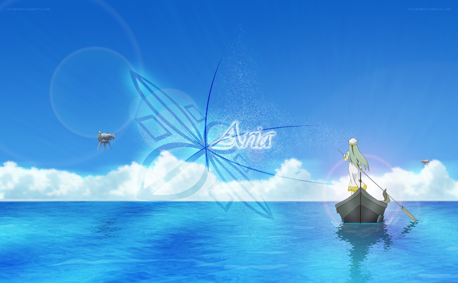 Anime character on a boat
