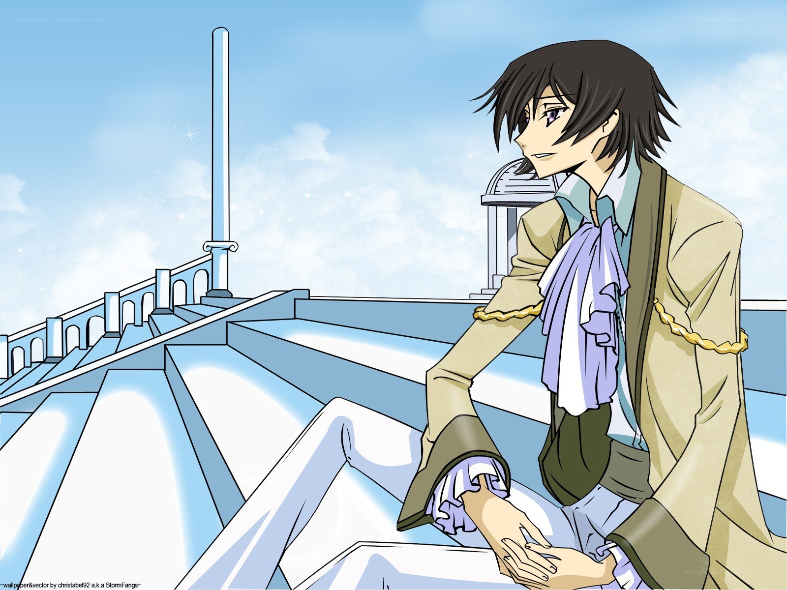anime character on a bridge