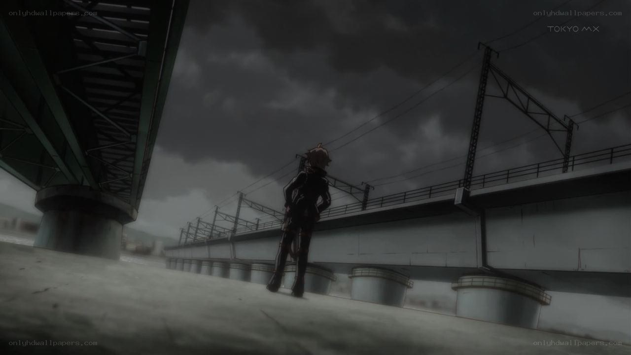 anime character on a bridge