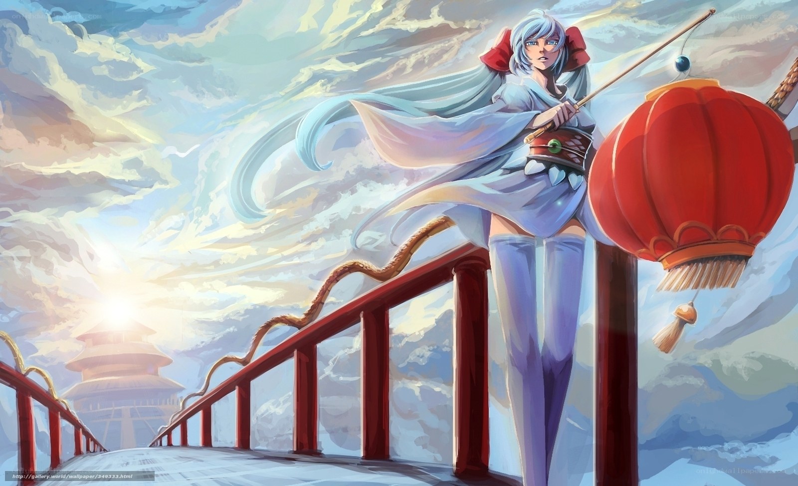 Anime character on a bridge