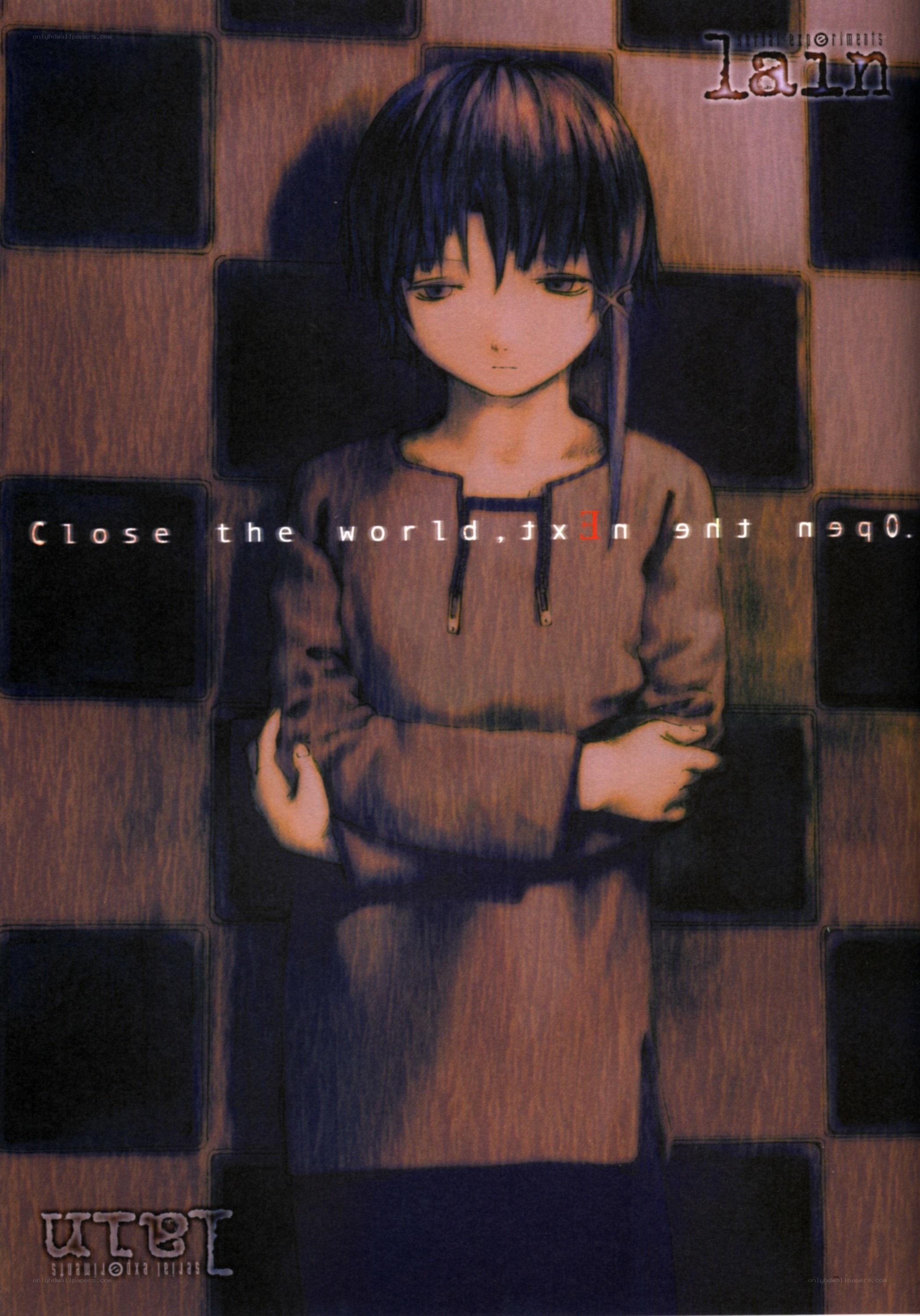 Anime character on a checkered wall